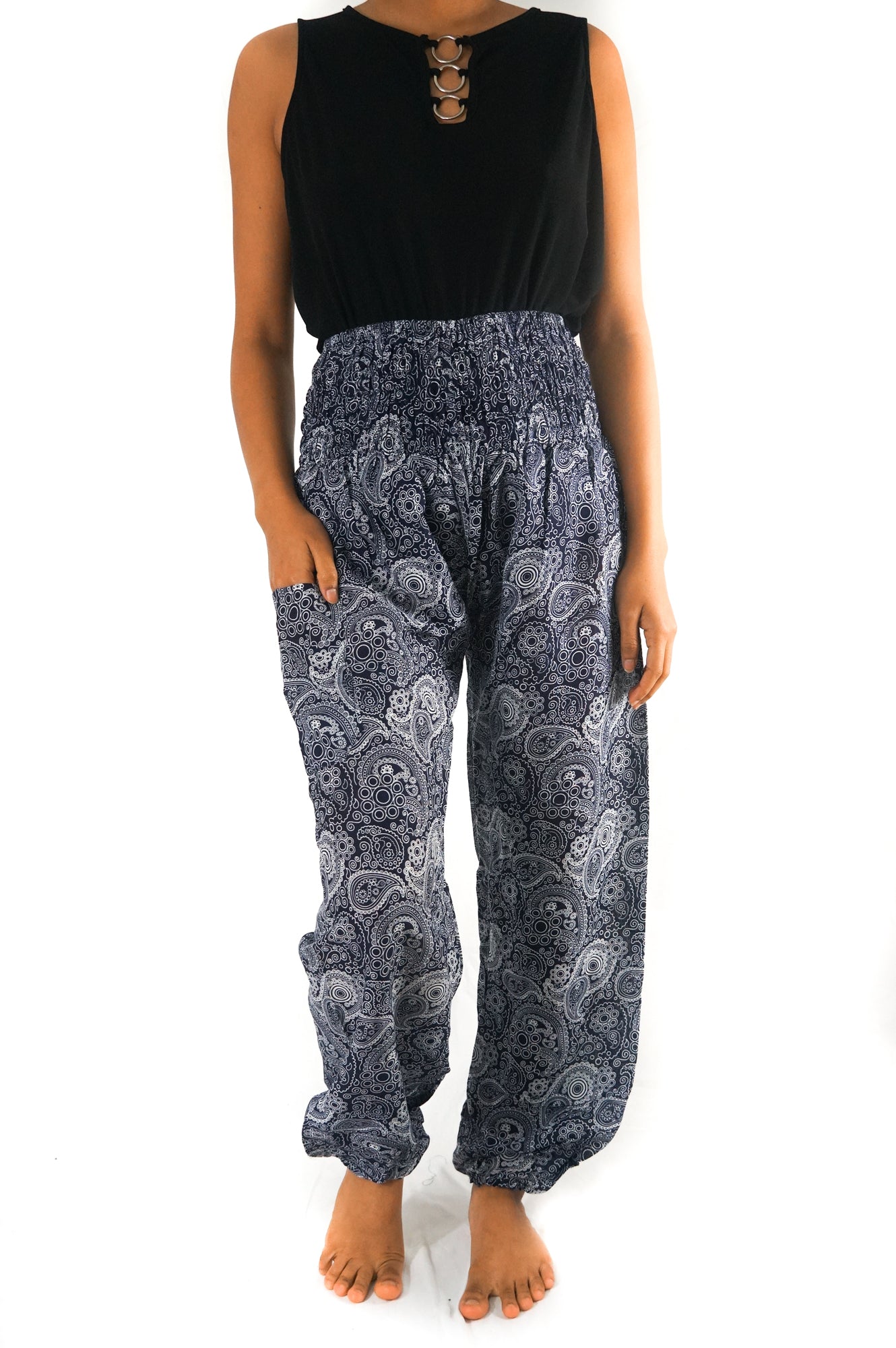 Black Paisley Pants Women Hippie Pants Yoga