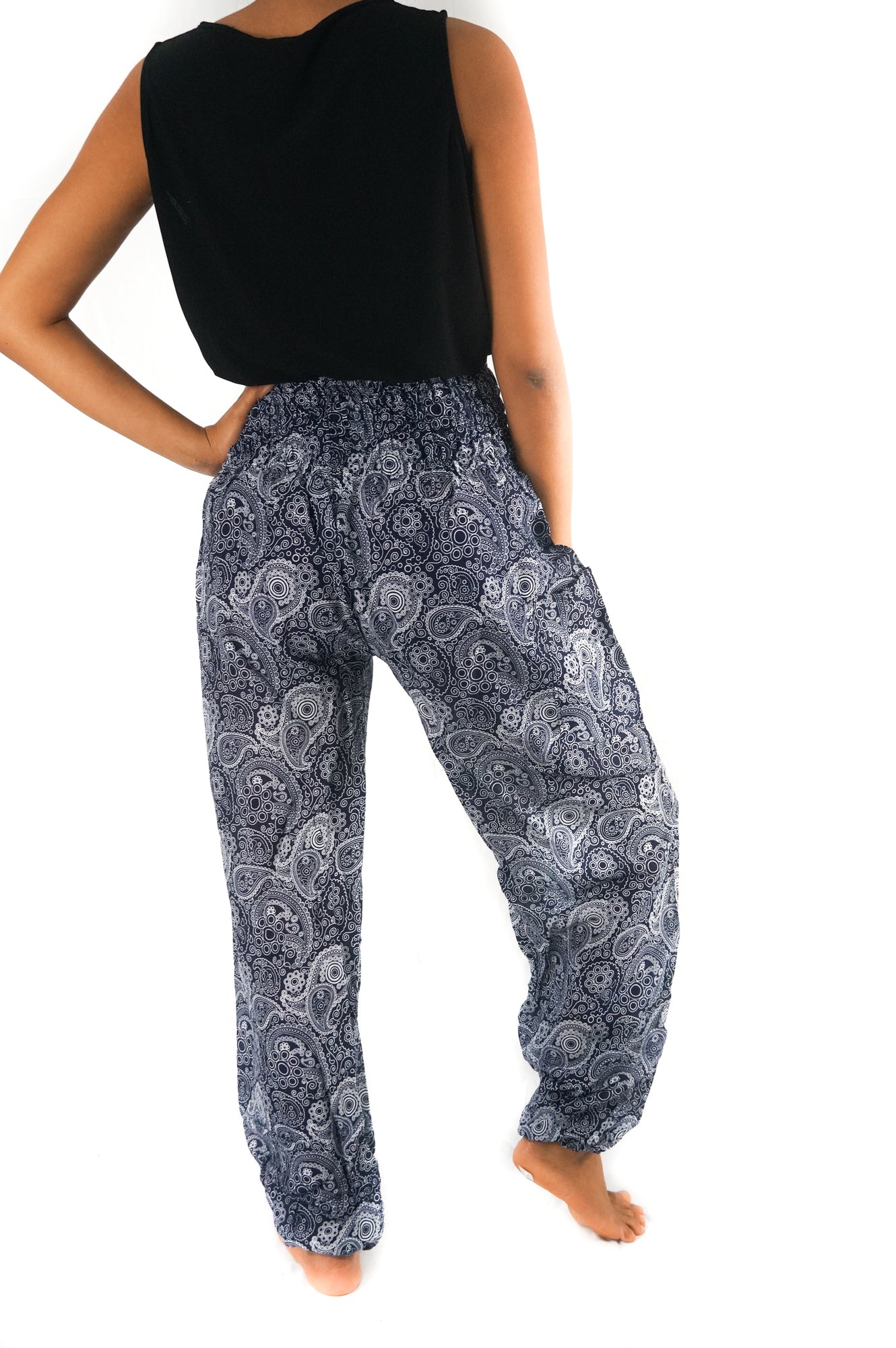 Black Paisley Pants Women Hippie Pants Yoga