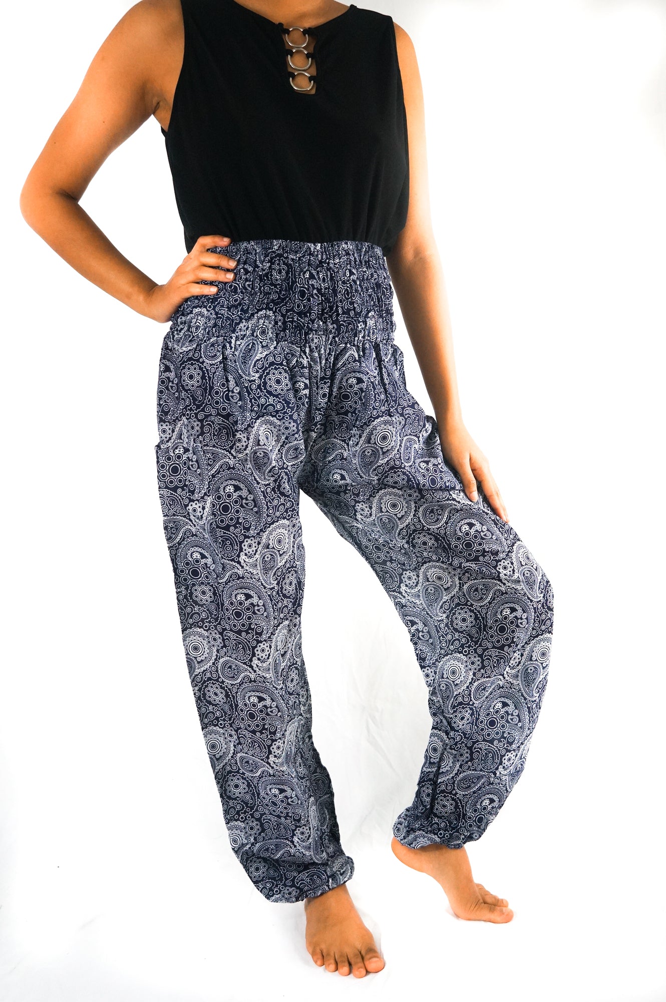 Black Paisley Pants Women Hippie Pants Yoga