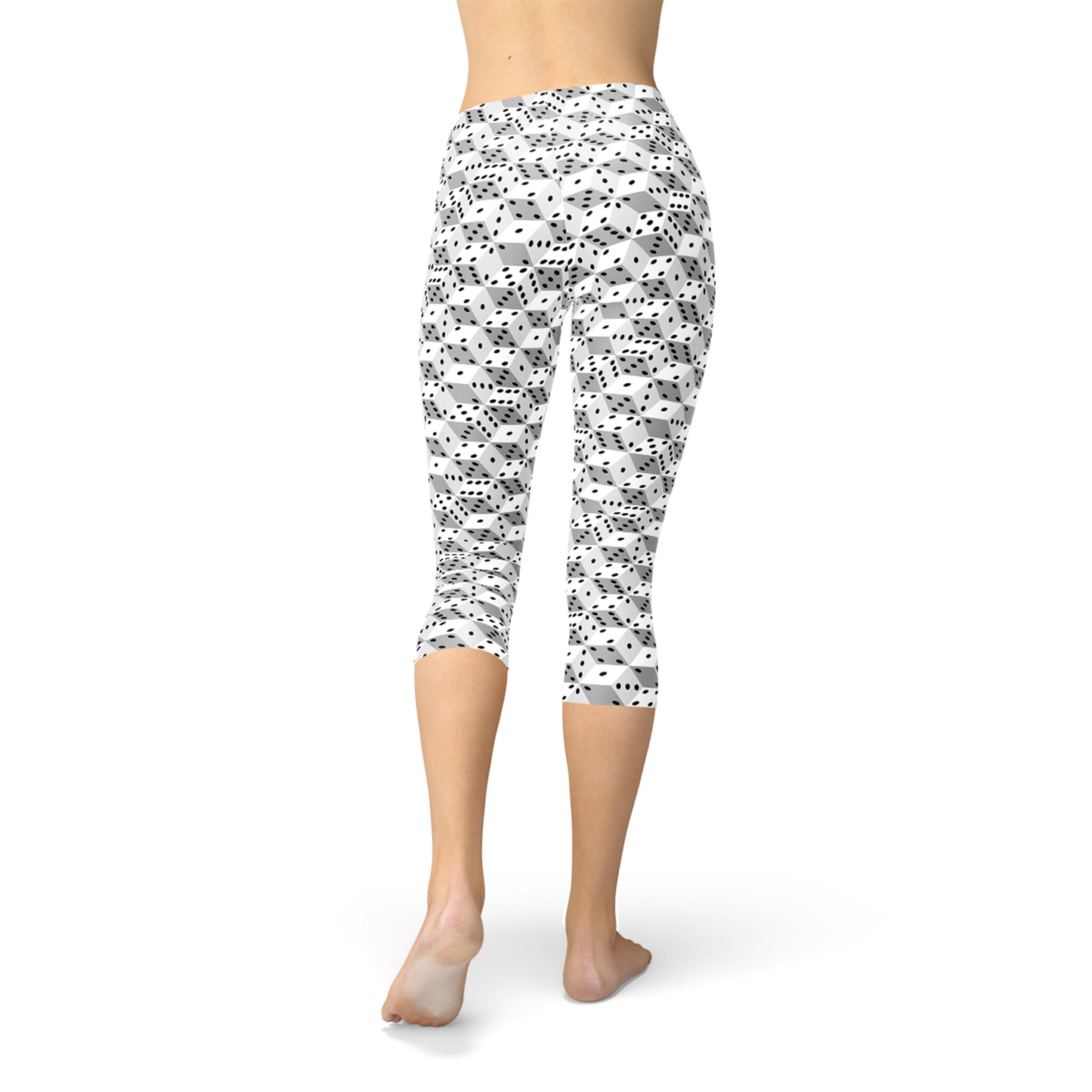 Womens Black and White Dice Capri Leggings