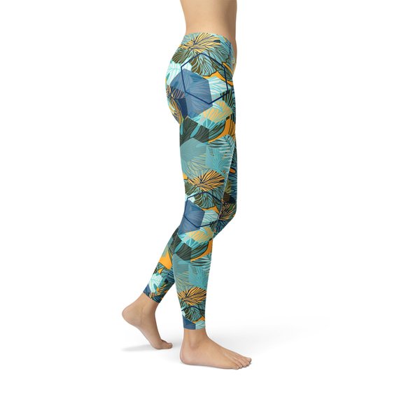 Womens Hexagon Floral Leggings Pants