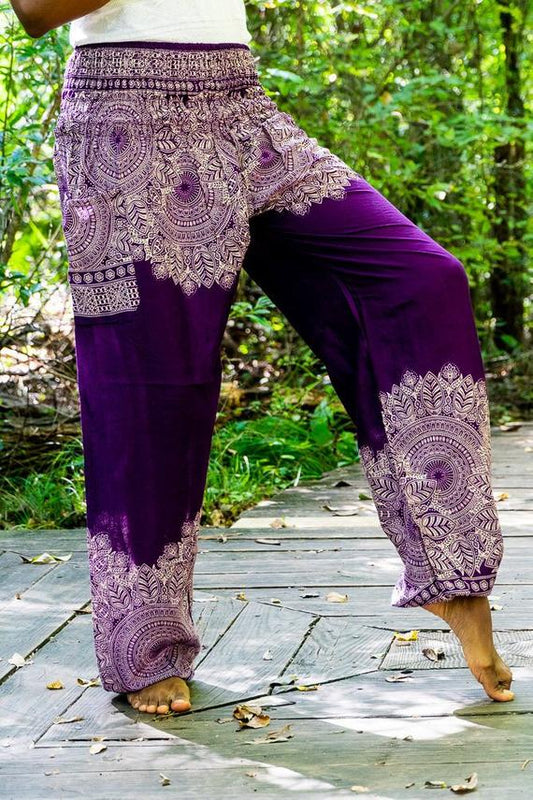 Purple FLORAL Women Hippie Pants Yoga