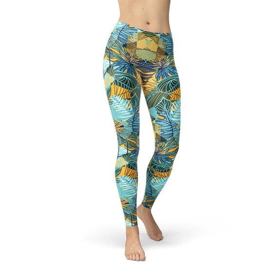 Womens Hexagon Floral Leggings Pants